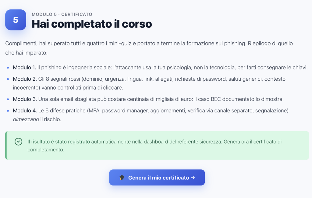 Corso + Certificato finale